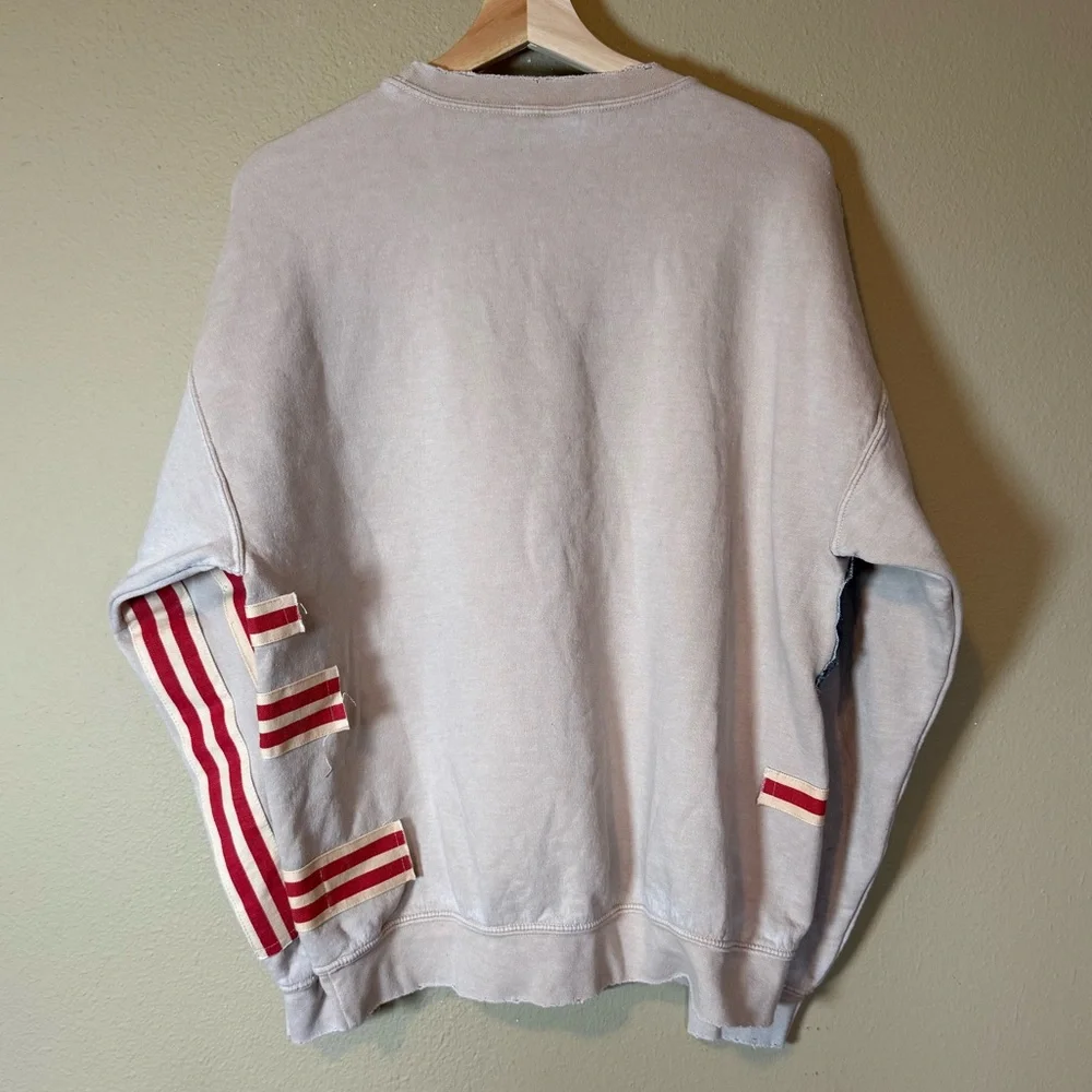 Free People x Tricia Fix Stars & Stripes Patchwork Crewneck Sweater Size Small - Picture 4 of 6